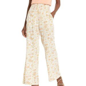 Billabong Womens New Waves Wide Leg Pants Floral Boho Lighweight Smocked Comfort